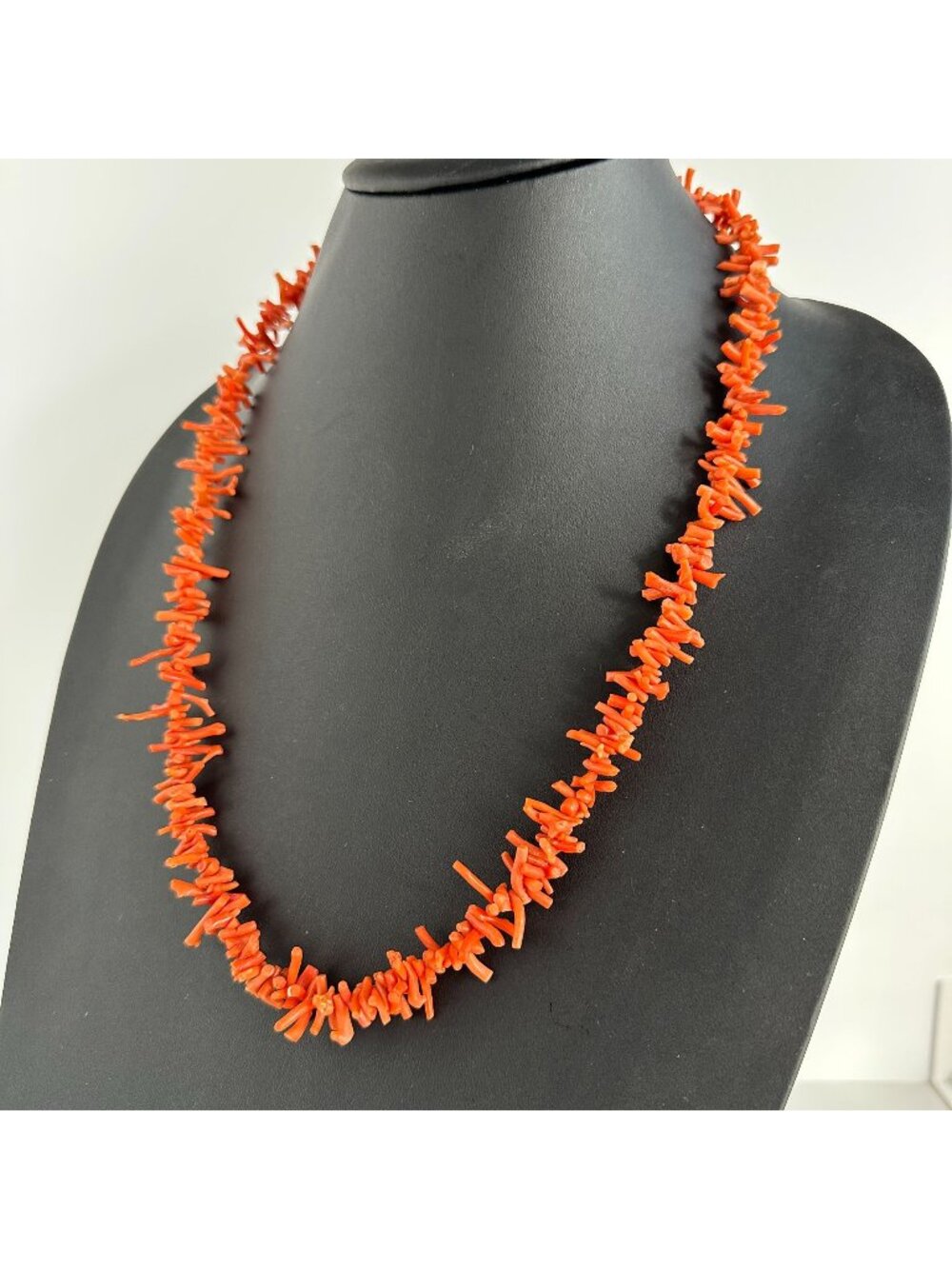 Natural Branch Coral Necklace 24 Inch Art Deco 1920s Thumbless Clasp